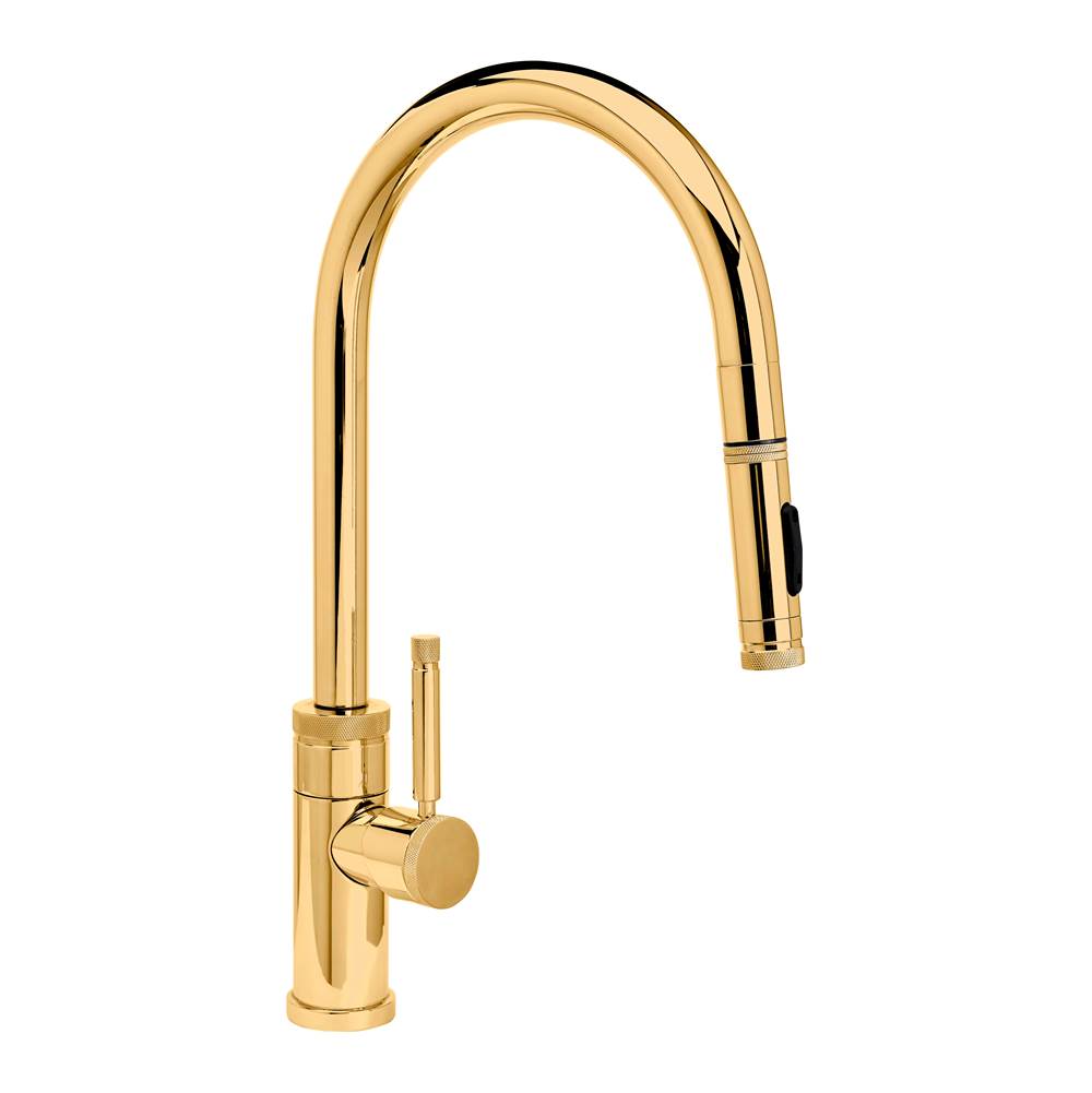 Waterstone - Waterstone Industrial PLP Pulldown Faucet - Toggle Sprayer - Angled Spout - Polished Brass