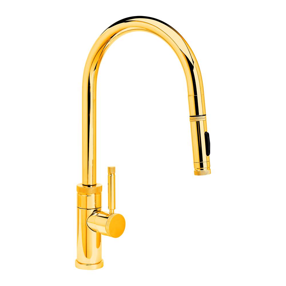 Waterstone - Waterstone Industrial PLP Pulldown Faucet - Toggle Sprayer - Angled Spout - Polished Gold