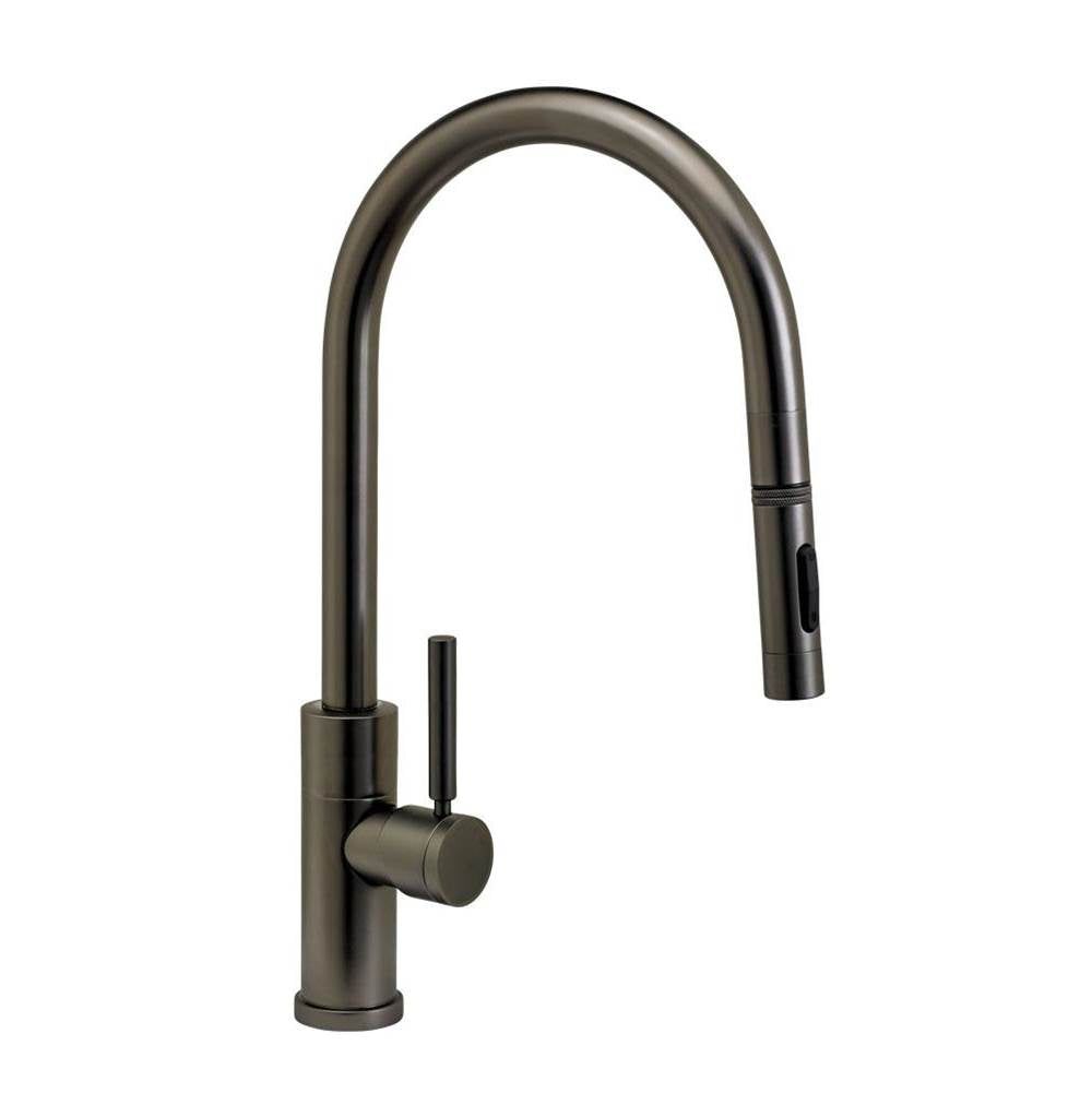 Waterstone - Waterstone Modern PLP Pulldown Faucet - Toggle Sprayer - Angled Spout - 3pc. Suite - Unlacquered Polished Brass
