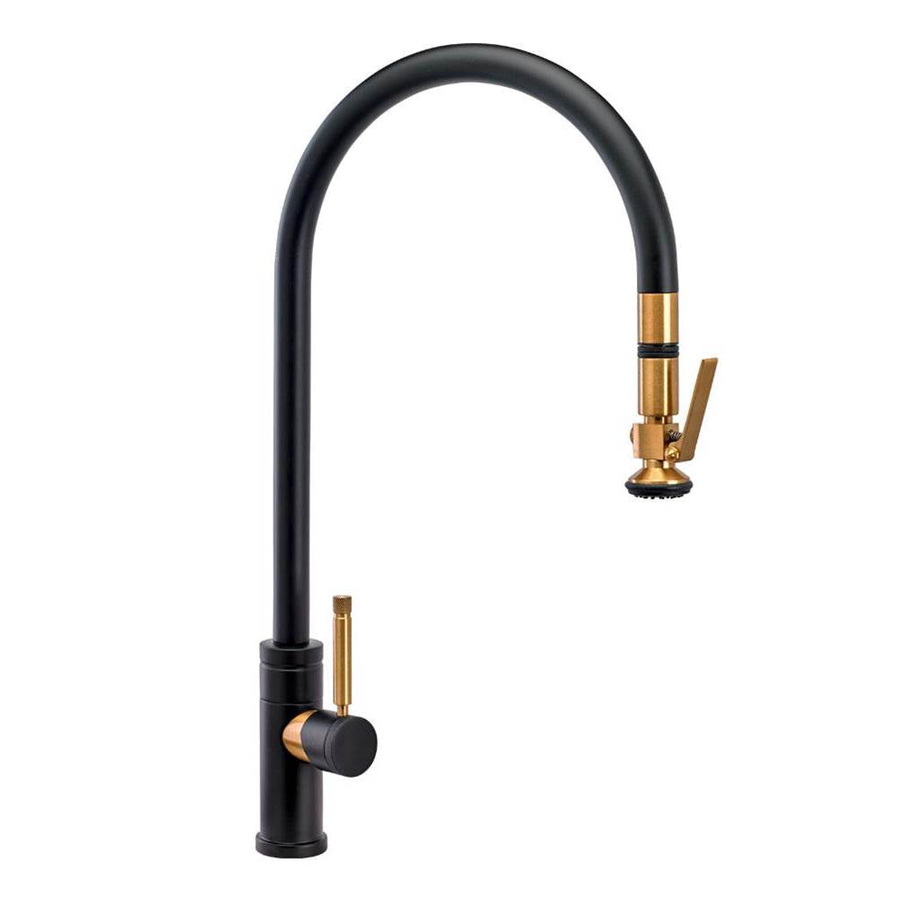 Waterstone - Waterstone Industrial Extended Reach PLP Pulldown Faucet - Lever Sprayer - Unlacquered Polished Brass