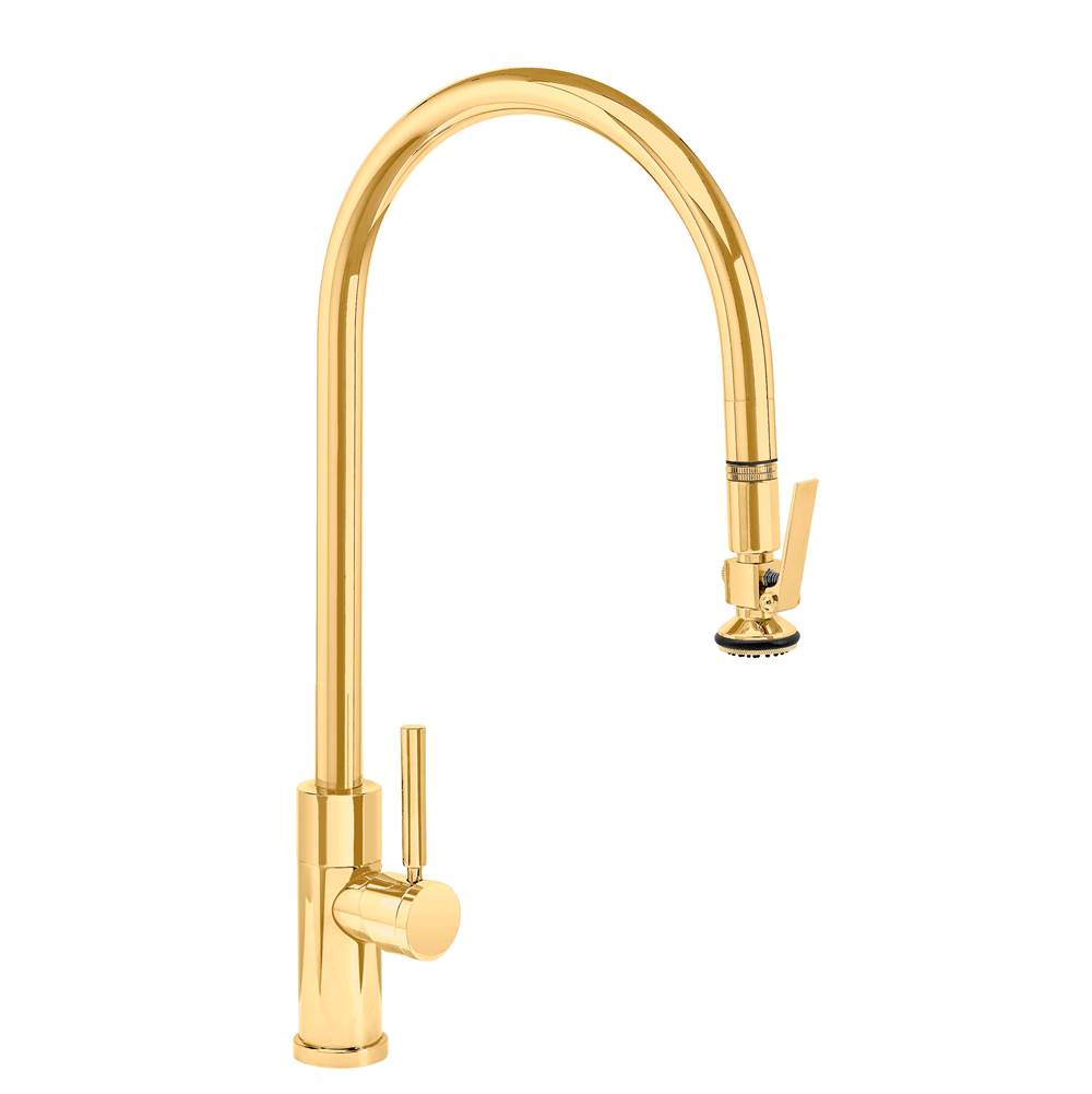 Waterstone - Waterstone Modern Extended Reach PLP Pulldown Faucet - Lever Sprayer - Polished Brass