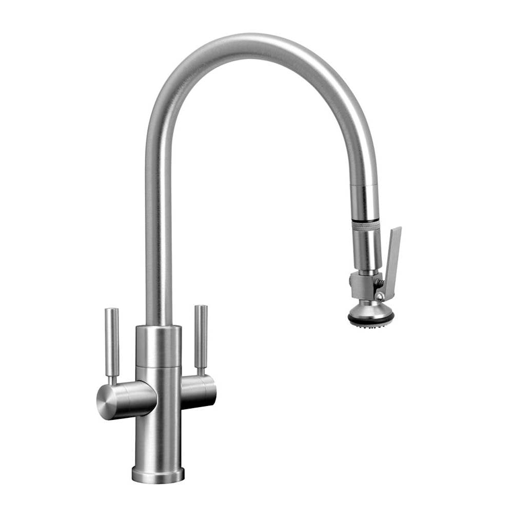 Waterstone - Modern 2 Handle Plp Pulldown Faucet - Lever Sprayer - Unlacquered Polished Brass