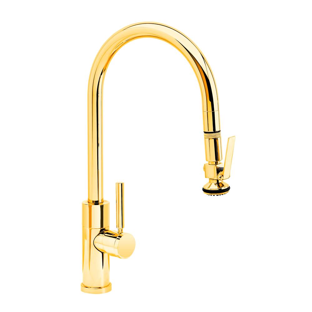 Waterstone - Waterstone Modern PLP Pulldown Faucet - Lever Sprayer - Angled Spout - Polished Gold