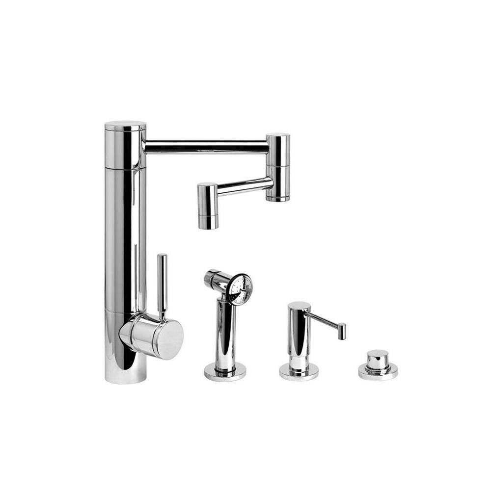 Waterstone - Waterstone Hunley Kitchen Faucet - 12'' Articulated Spout - 3pc. Suite - Graphite