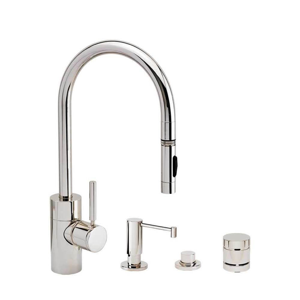 Waterstone - Waterstone Contemporary PLP Pulldown Faucet - Lever Sprayer - 4pc. Suite - Graphite