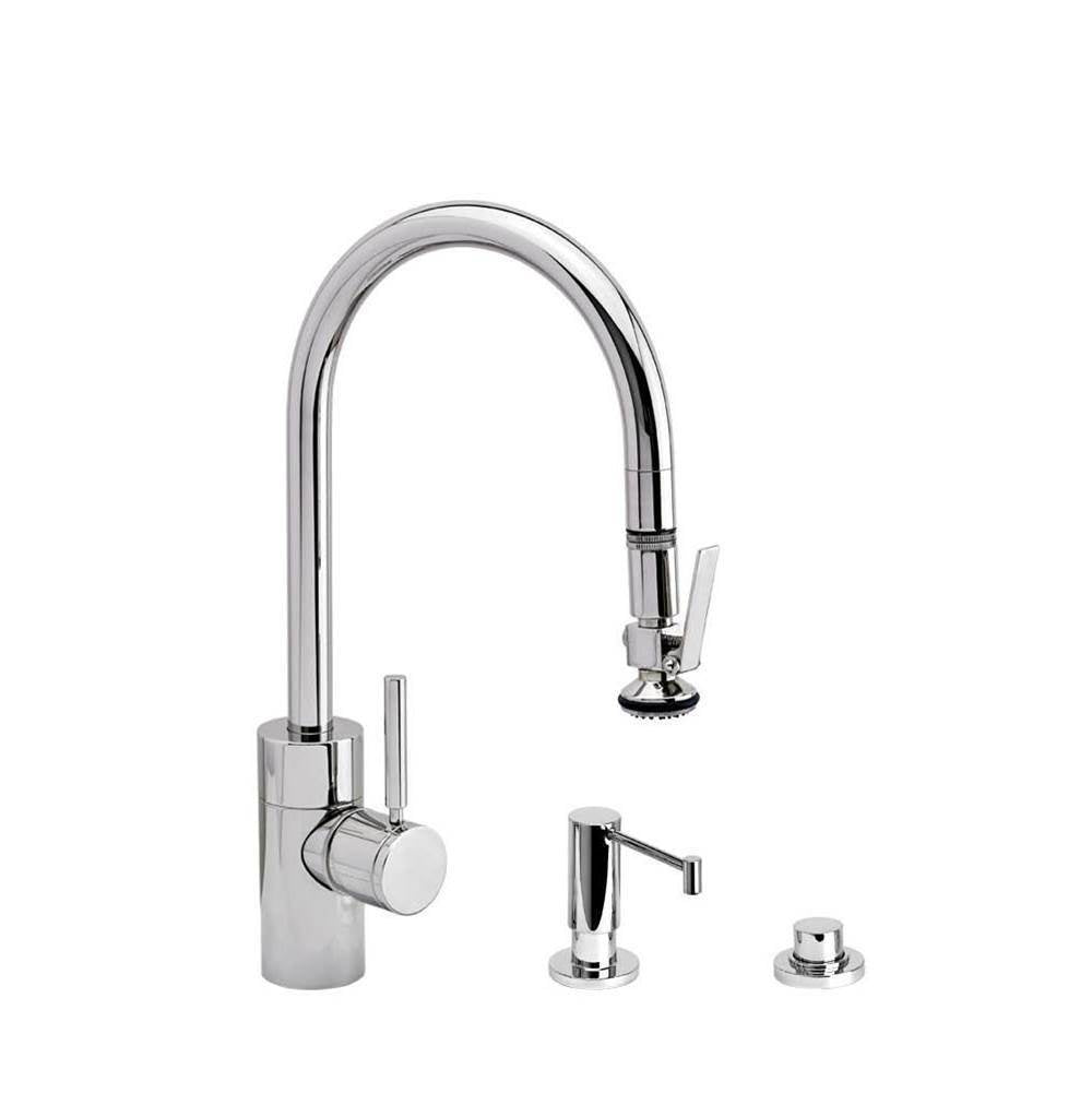 Waterstone - Waterstone Contemporary PLP Pulldown Faucet - Lever Sprayer - 3pc. Suite - Graphite