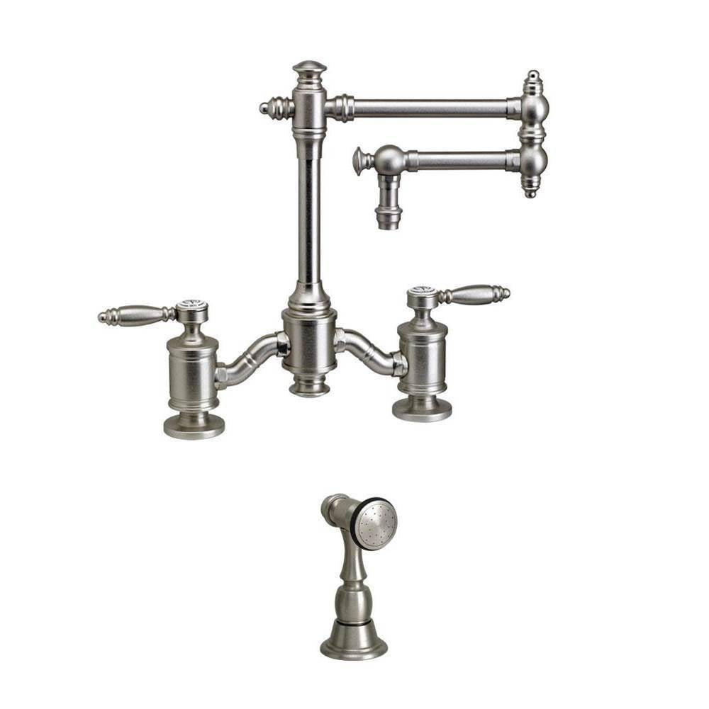 Waterstone - Waterstone Towson Bridge Faucet - 12'' Articulated Spout w/ Side Spray - Graphite