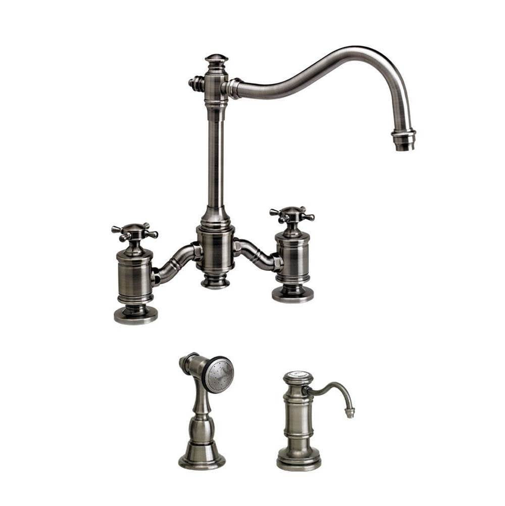 Waterstone - Waterstone Annapolis Bridge Faucet - Cross Handles - 2pc. Suite - Graphite