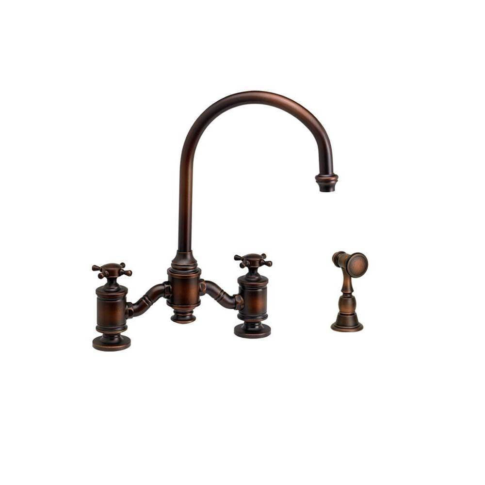 Waterstone - Waterstone Hampton Bridge Faucet - Cross Handles w/ Side Spray - Graphite