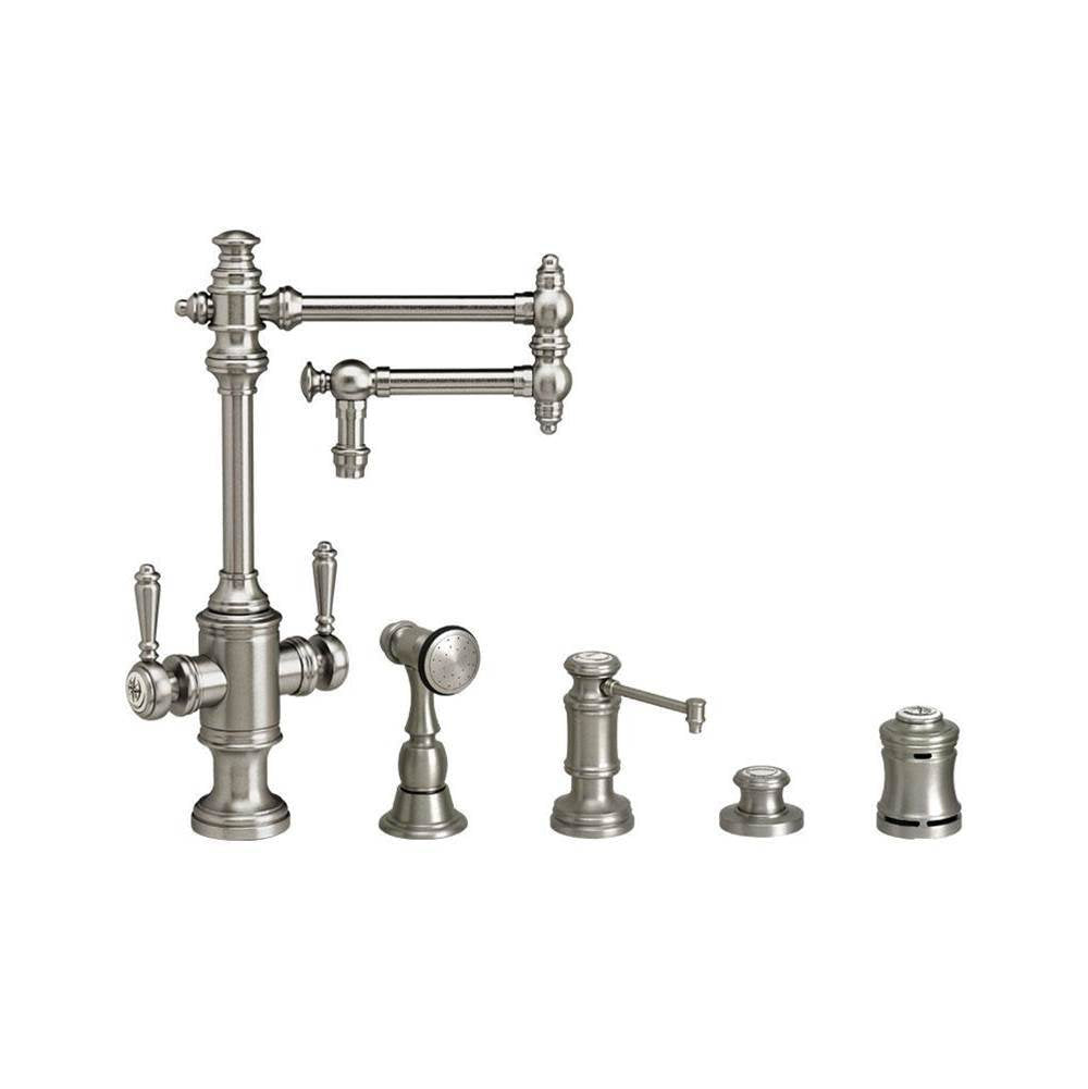 Waterstone - Waterstone Towson Two Handle Kitchen Faucet - 12'' Articulated Spout - 4pc. Suite - Graphite