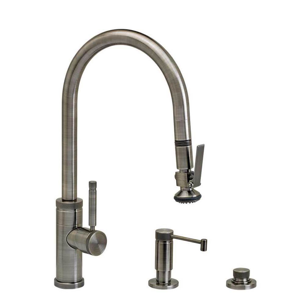Waterstone - Waterstone Industrial PLP Pulldown Faucet - Lever Sprayer - Angled Spout - 4pc. Suite - Graphite