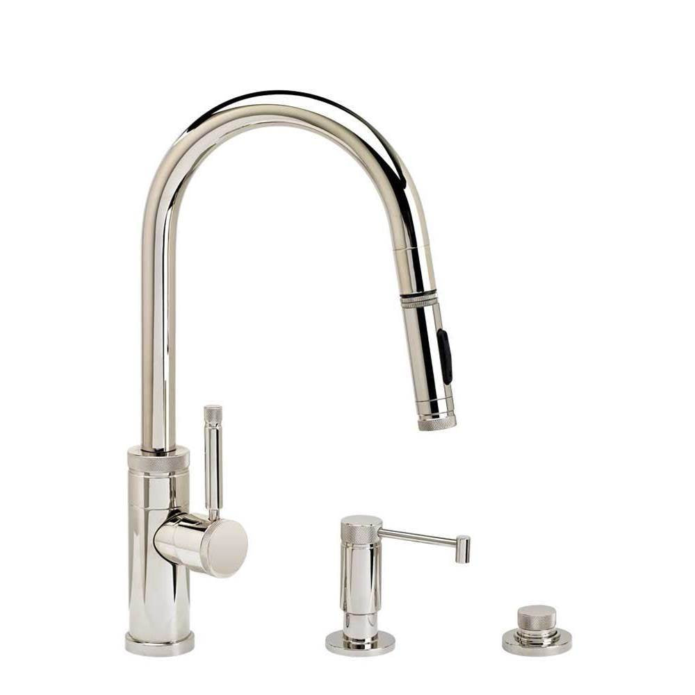 Waterstone - Waterstone Industrial Prep Size PLP Pulldown Faucet - Toggle Sprayer - Angled Spout - 3pc. Suite - Graphite