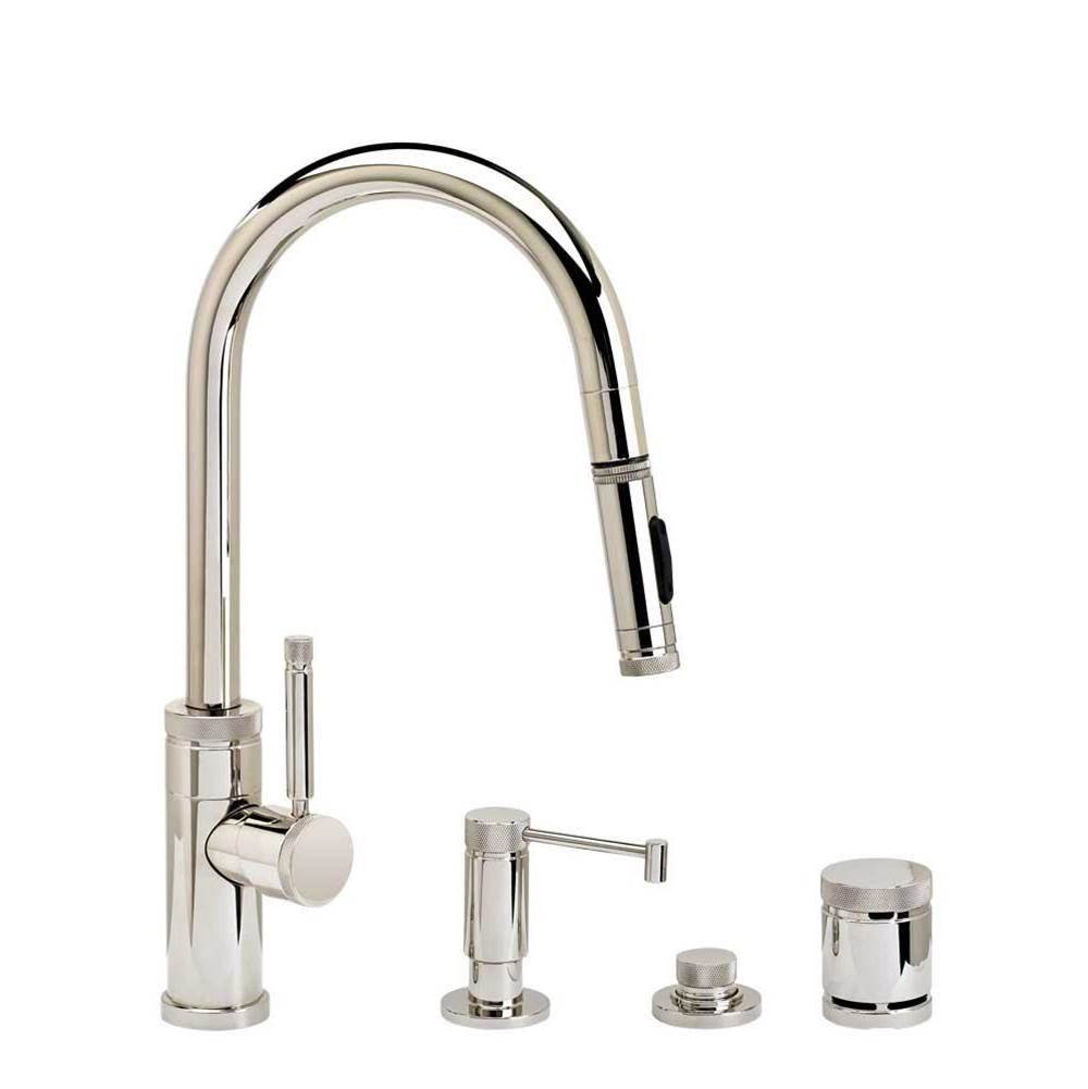 Waterstone - Waterstone Industrial Prep Size PLP Pulldown Faucet - Toggle Sprayer - Angled Spout - 4pc. Suite - Graphite