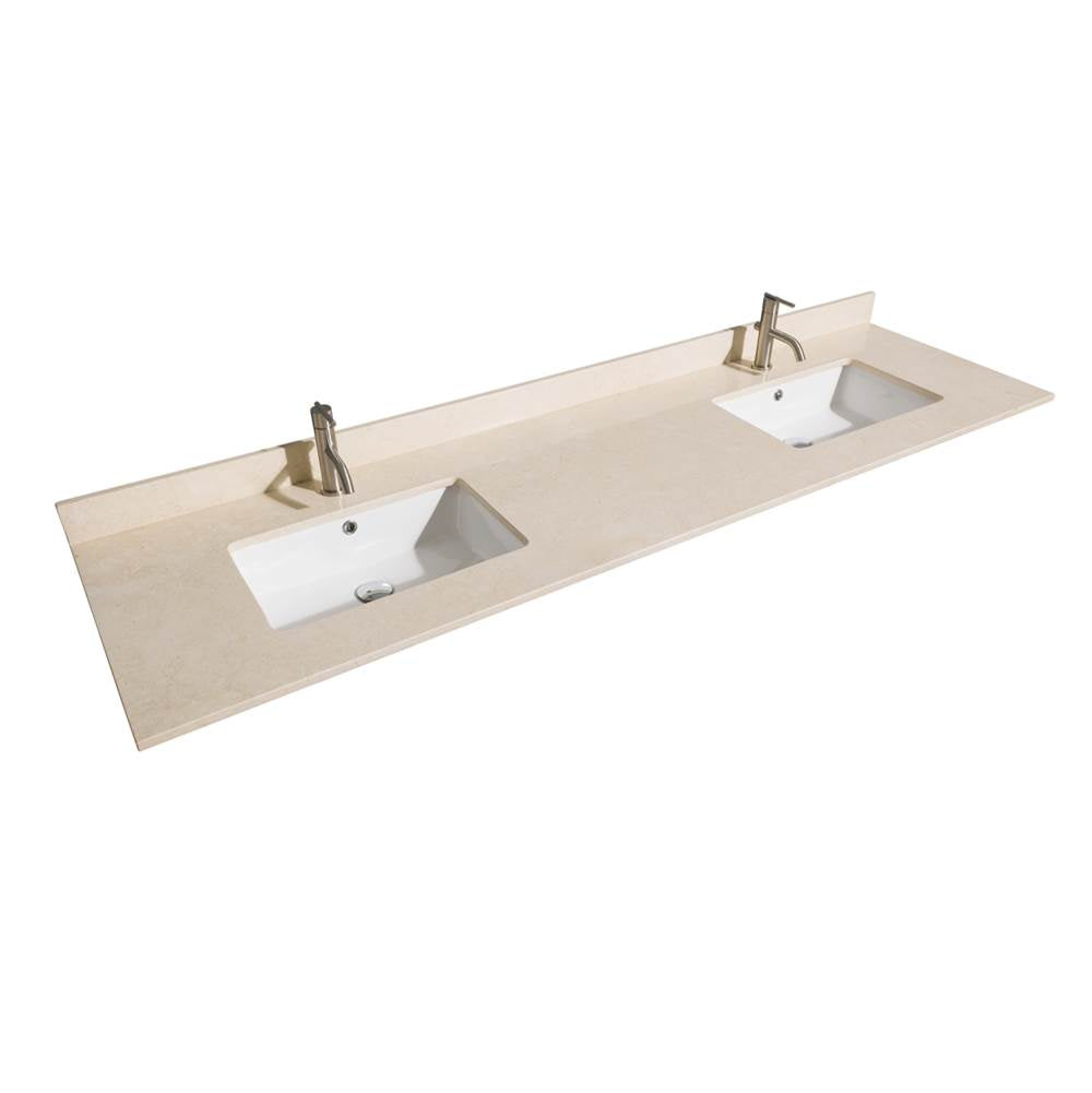 Sheffield 80 Inch Double Bathroom Vanity in Espresso, Ivory Marble Countertop, Undermount Square Sinks, and No Mirror