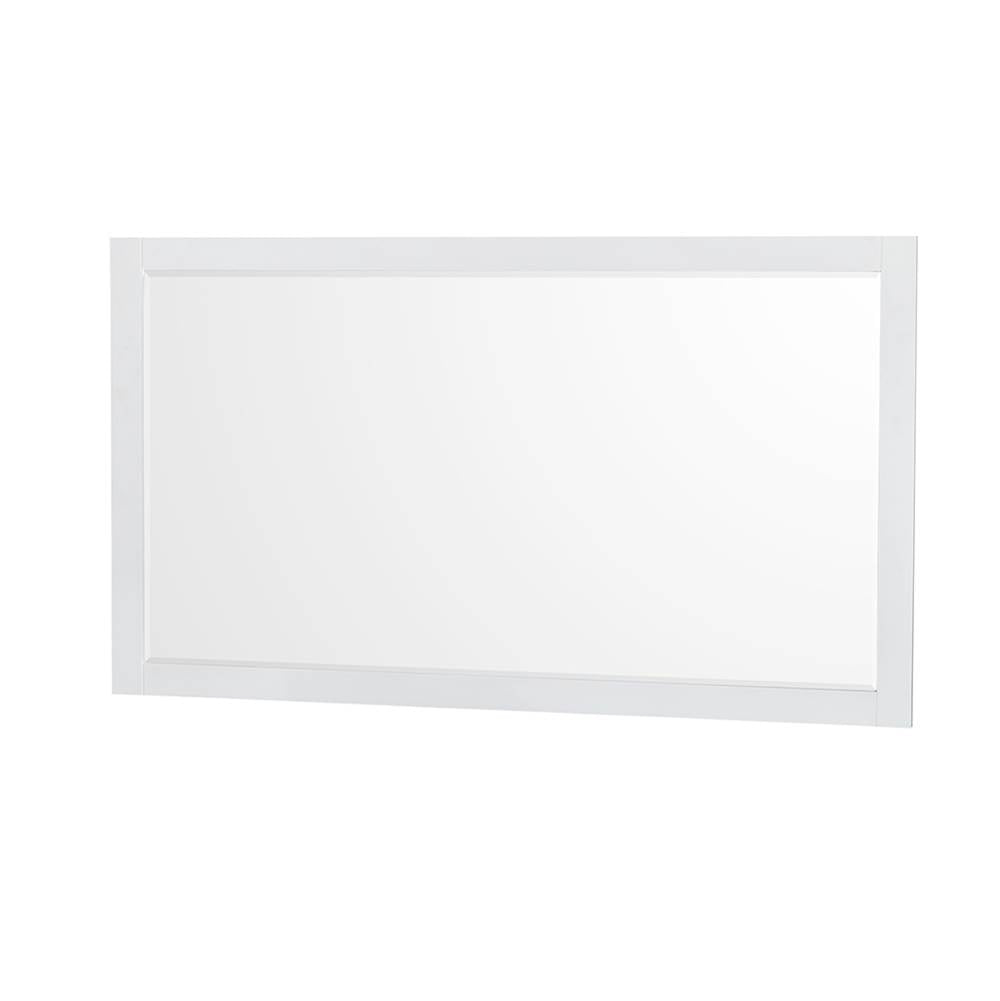 Sheffield 60 Inch Double Bathroom Vanity in White, White Cultured Marble Countertop, Undermount Square Sinks, 58 Inch Mirror
