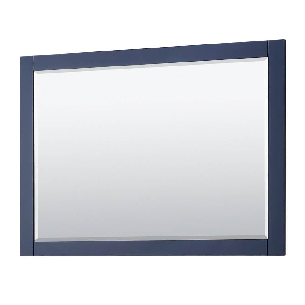 Avery 48 Inch Single Bathroom Vanity in Dark Blue, White Carrara Marble Countertop, Undermount Oval Sink, and 46 Inch Mirror