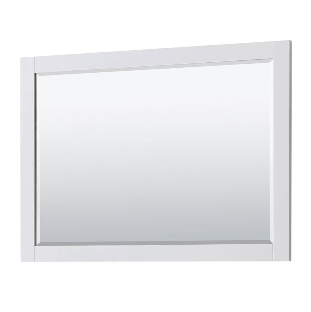 Avery 48 Inch Double Bathroom Vanity in White, White Cultured Marble Countertop, Undermount Square Sinks, 46 Inch Mirror, Brushed Gold Trim