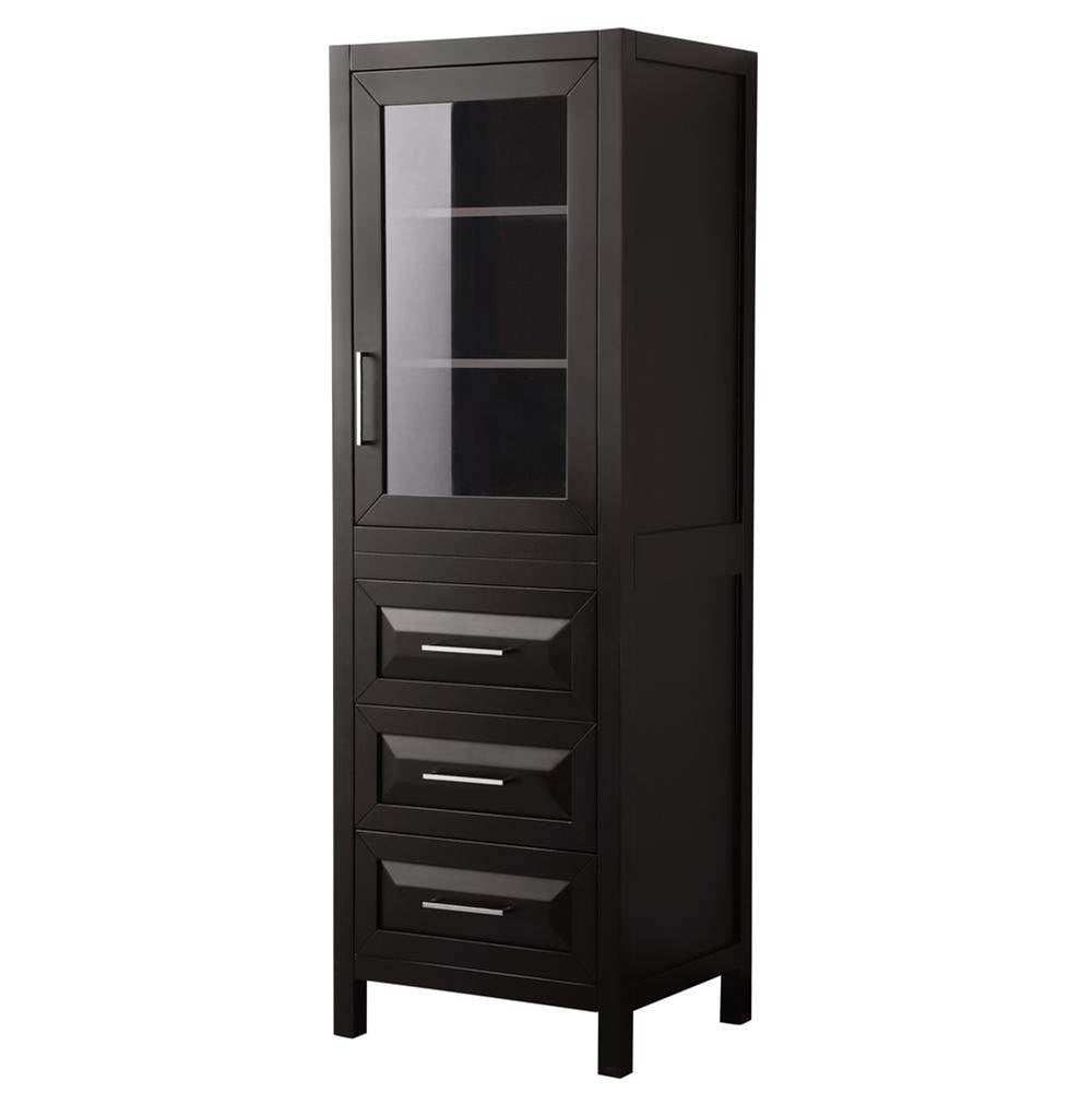 Wyndham Collection - Daria Linen Tower in Dark Espresso with Shelved Cabinet Storage and 3 Drawers - Dark Espresso