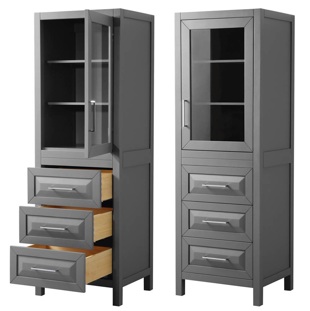 Daria Linen Tower in Dark Blue with Shelved Cabinet Storage and 3 Drawers