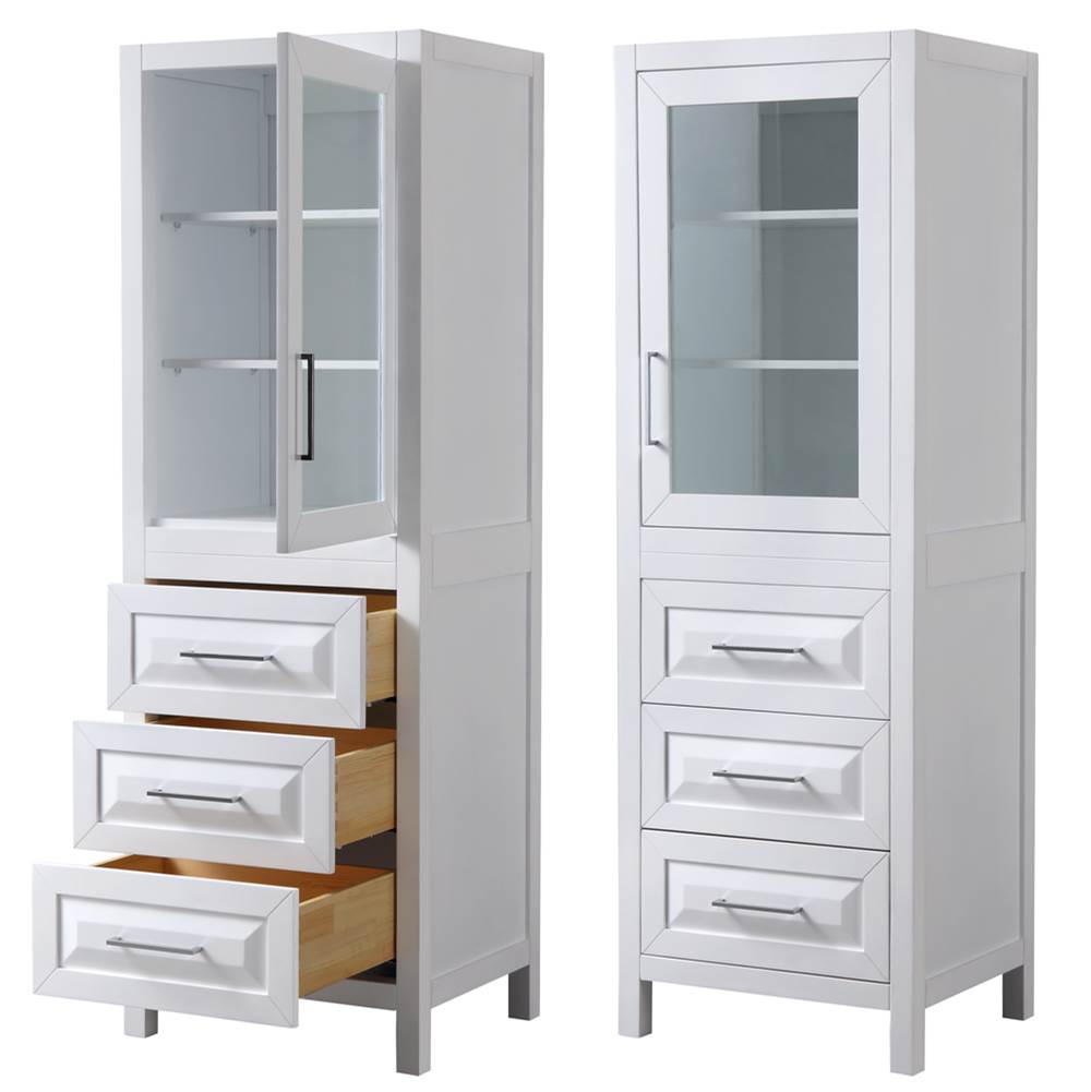 Daria Linen Tower in Dark Blue with Shelved Cabinet Storage and 3 Drawers