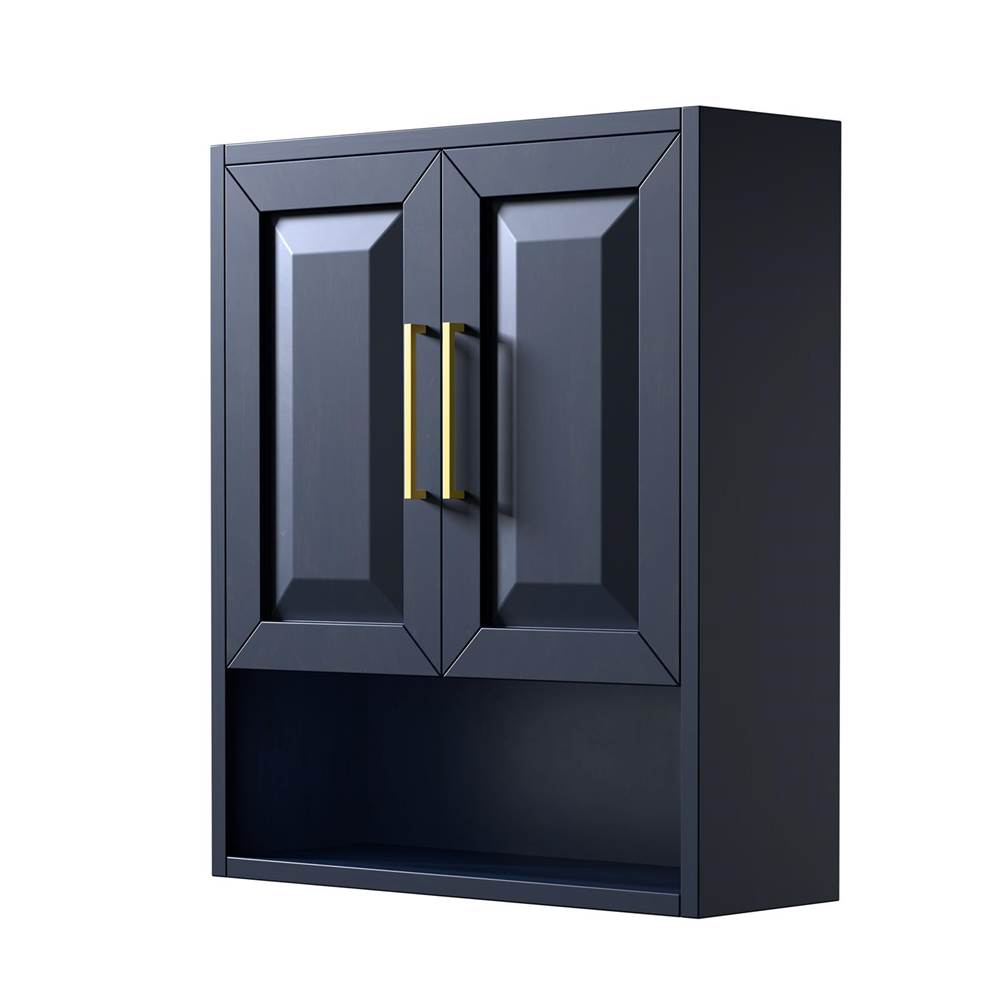 Wyndham Collection - Daria Wall-Mounted Storage Cabinet in Dark Blue - Dark Blue
