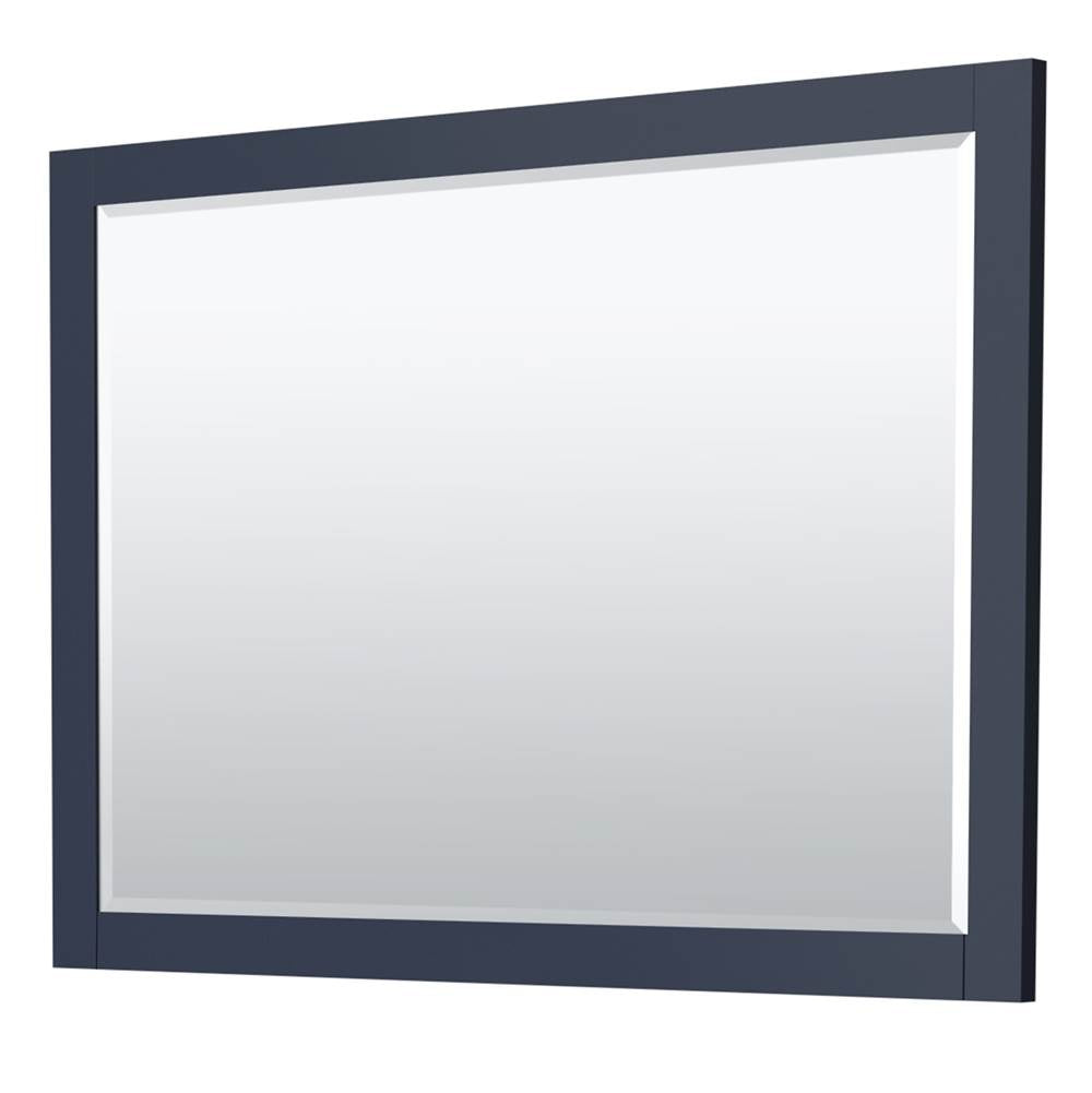 Miranda 48 Inch Single Bathroom Vanity in Dark Blue, White Cultured Marble Countertop, Undermount Square Sink, Brushed Gold Trim, 46 Inch Mirror