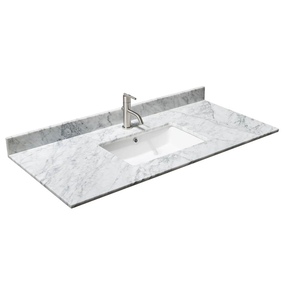 Margate 48 Inch Single Bathroom Vanity in Dark Gray, White Carrara Marble Countertop, Undermount Square Sink, and No Mirror