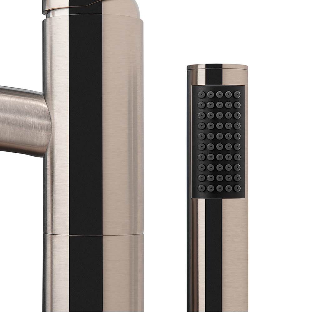 Taron Modern-Style Bathroom Tub Filler Faucet (Floor-mounted) in Brushed Nickel