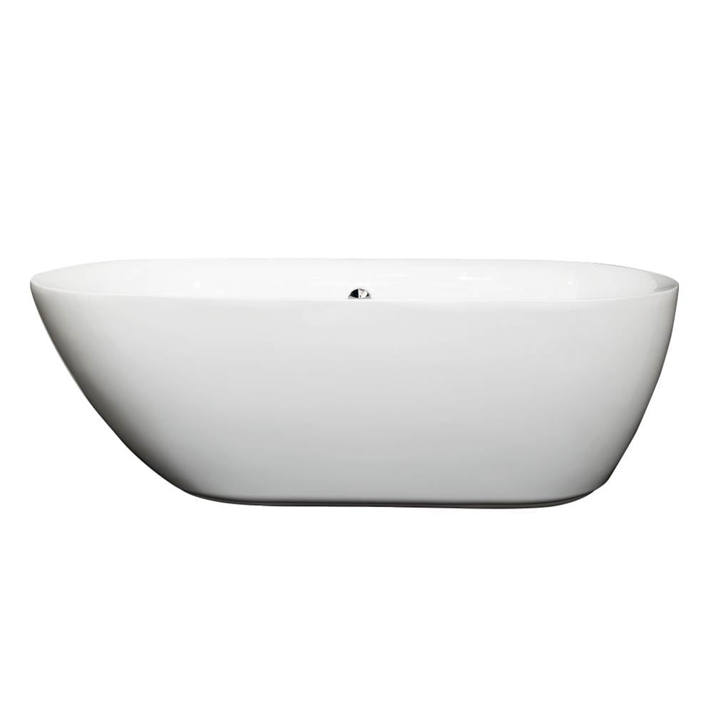 Wyndham Collection - Melissa 65 Inch Freestanding Bathtub in White with Polished Chrome Drain and Overflow Trim - White With Polished Chrome