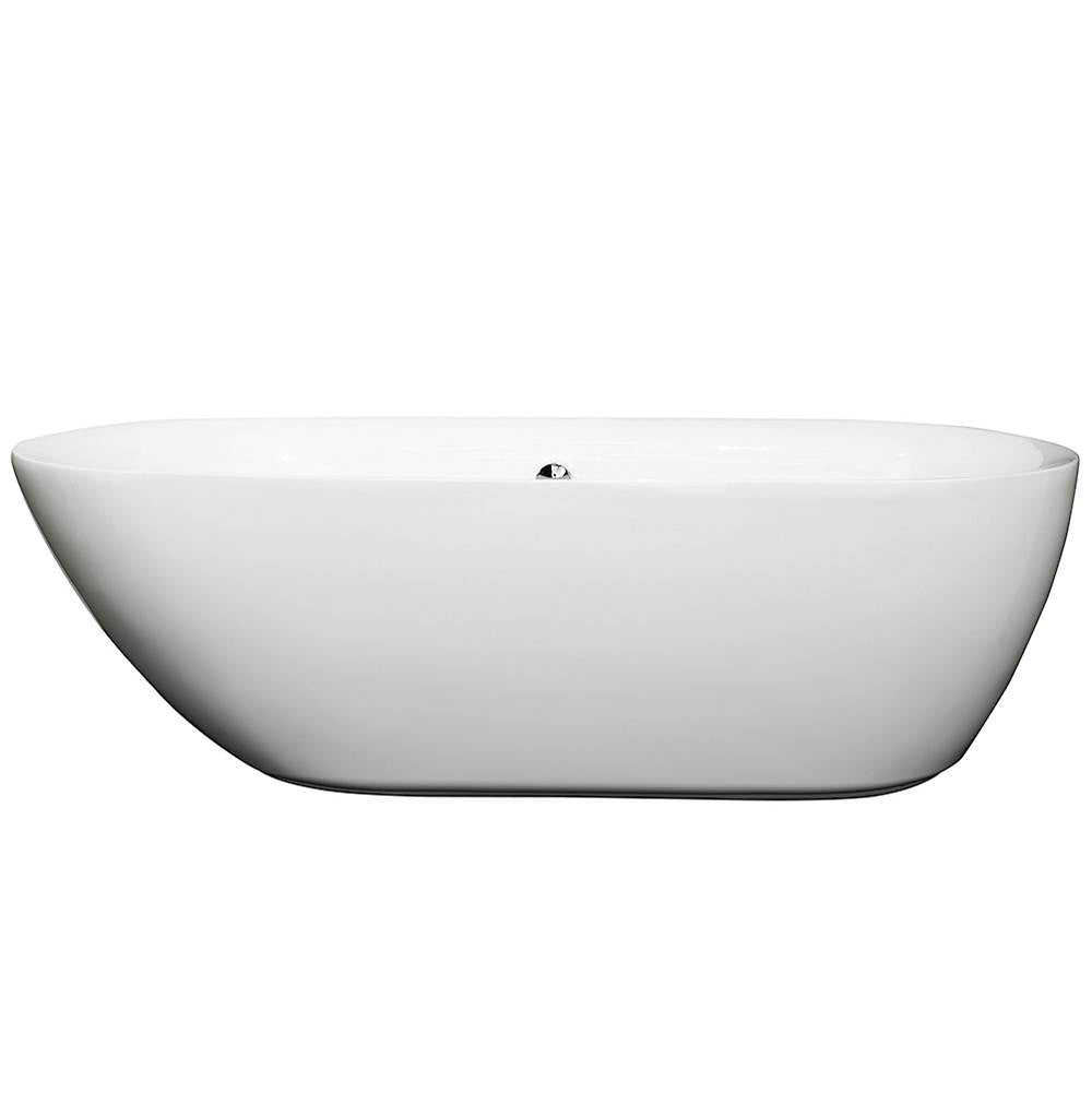 Wyndham Collection - Melissa 71 Inch Freestanding Bathtub in White with Polished Chrome Drain and Overflow Trim - White With Polished Chrome