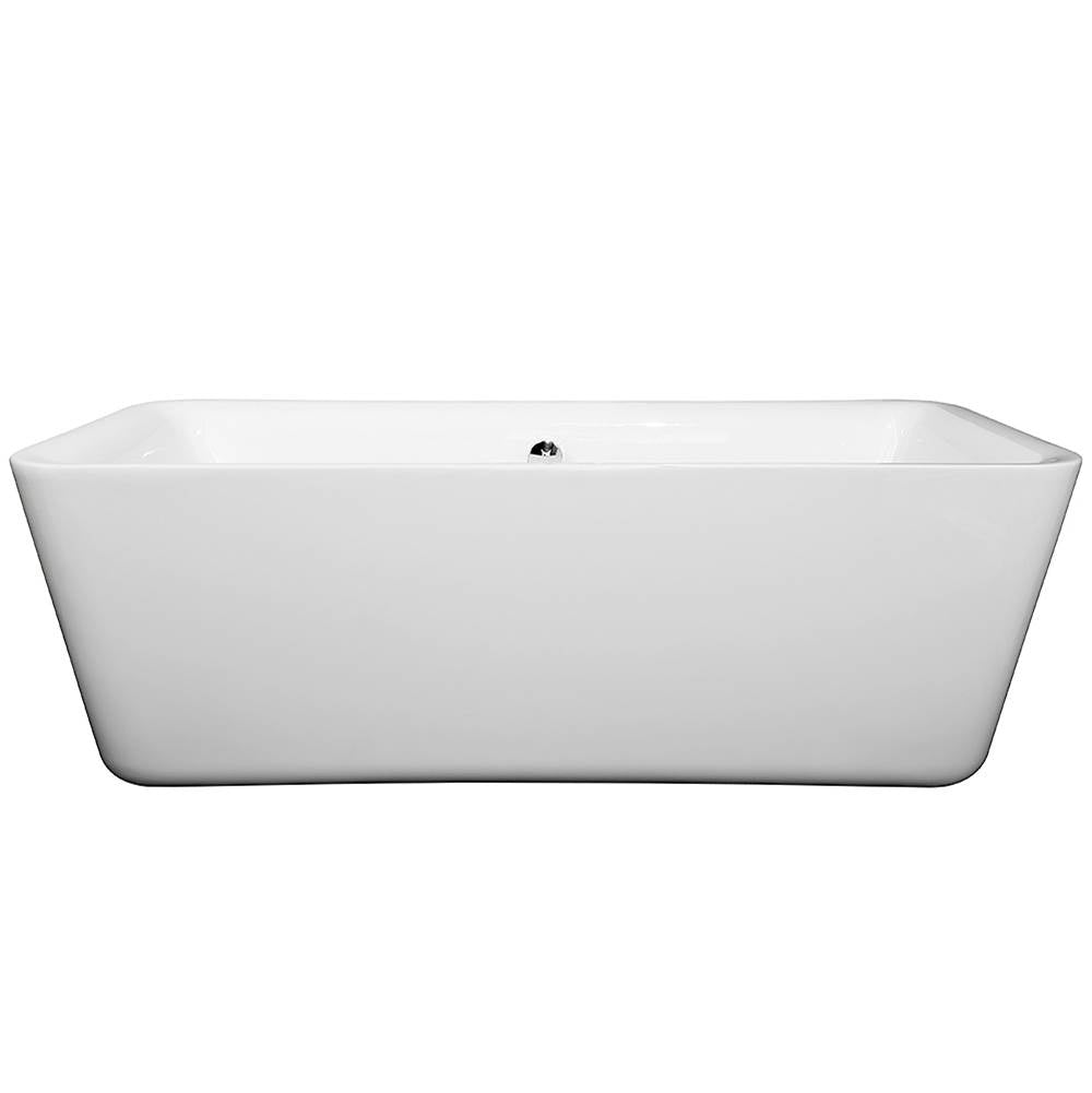 Wyndham Collection - Emily 69 Inch Freestanding Bathtub in White with Polished Chrome Drain and Overflow Trim - White With Polished Chrome