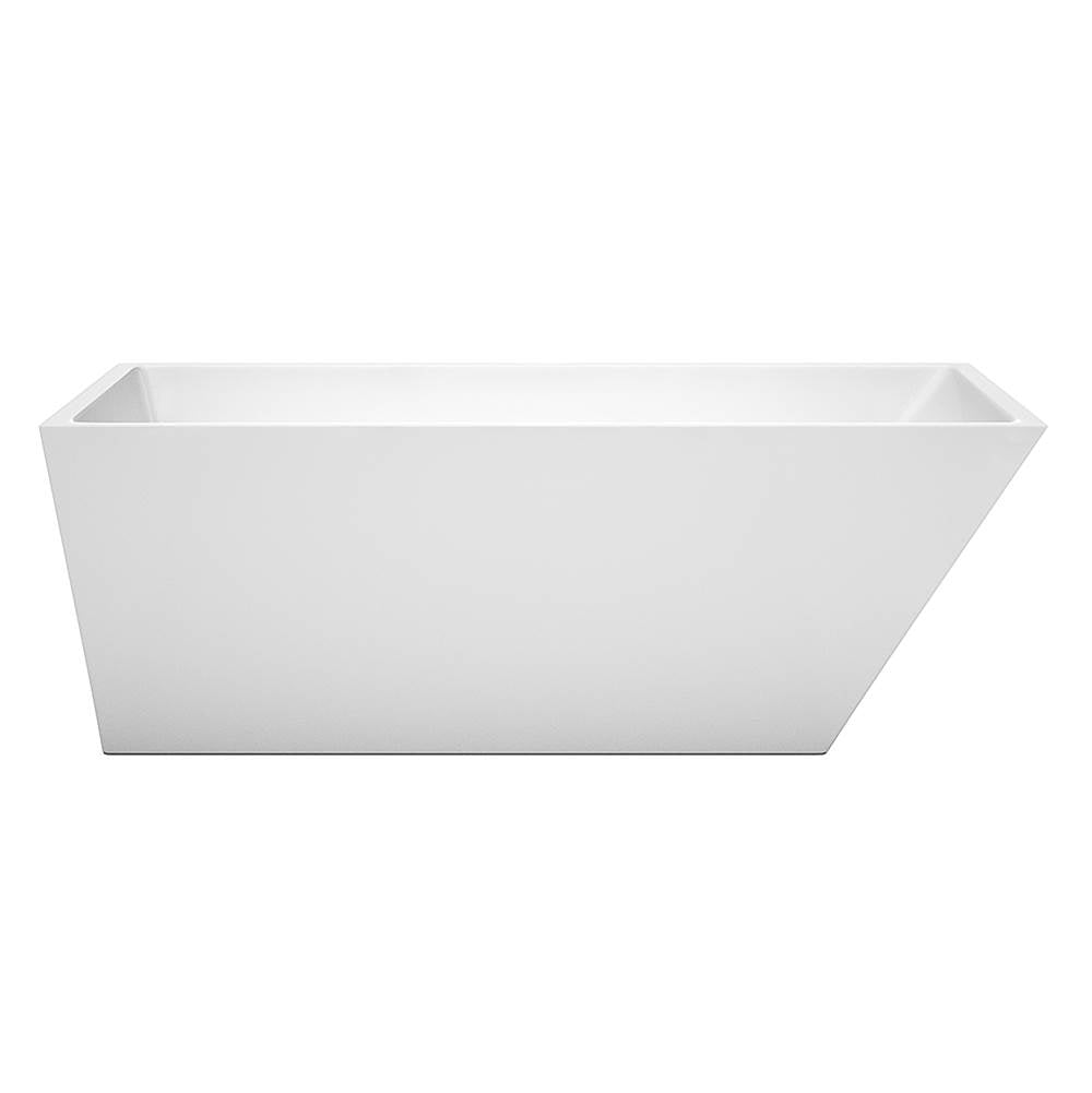 Wyndham Collection - Hannah 67 Inch Freestanding Bathtub in White with Polished Chrome Drain and Overflow Trim - White With Polished Chrome
