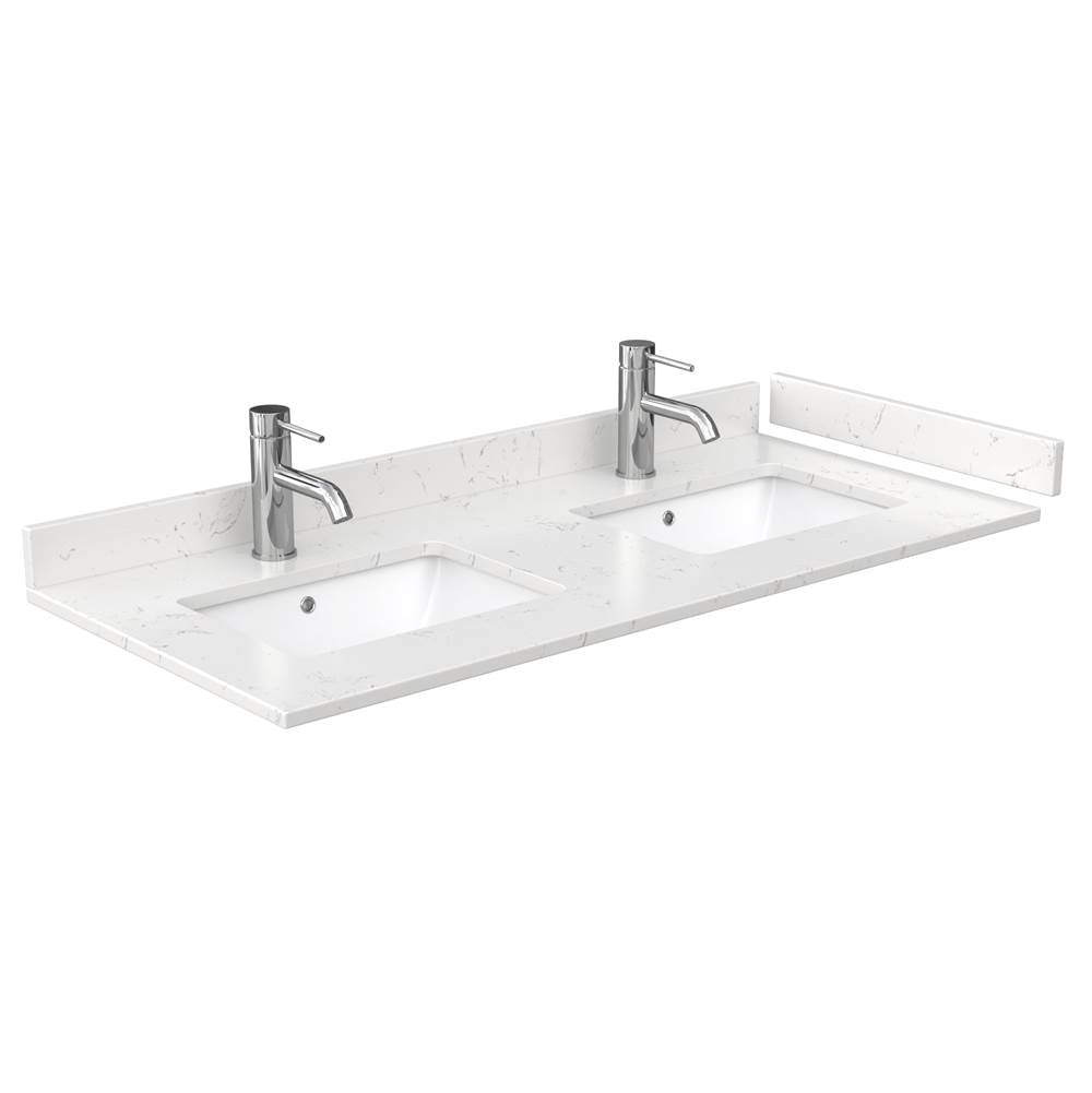 Avery 48 Inch Double Bathroom Vanity in Dark Blue, Carrara Cultured Marble Countertop, Undermount Square Sinks, No Mirror