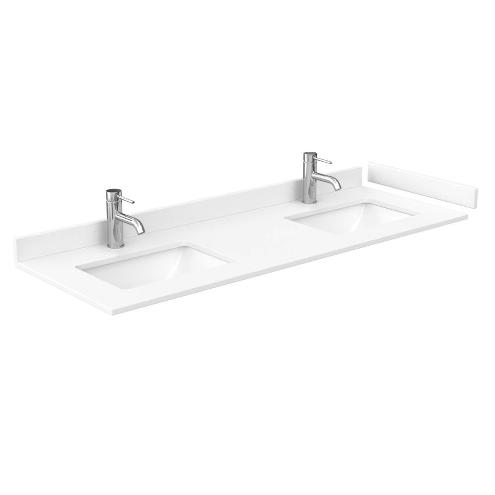 Acclaim 60 Inch Double Bathroom Vanity in White, White Cultured Marble Countertop, Undermount Square Sinks, No Mirrors