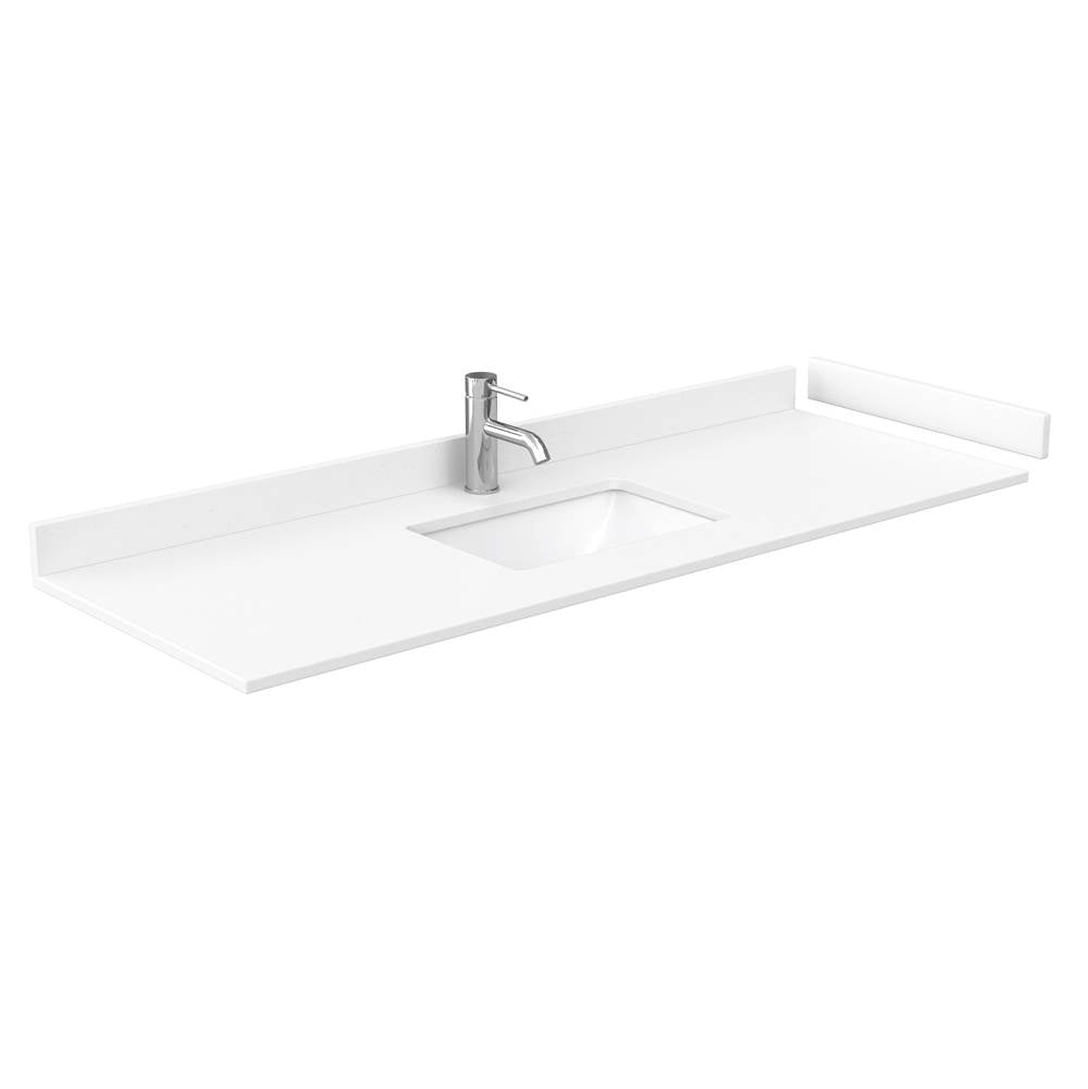 Daria 60 Inch Single Bathroom Vanity in Dark Blue, White Cultured Marble Countertop, Undermount Square Sink, 58 Inch Mirror