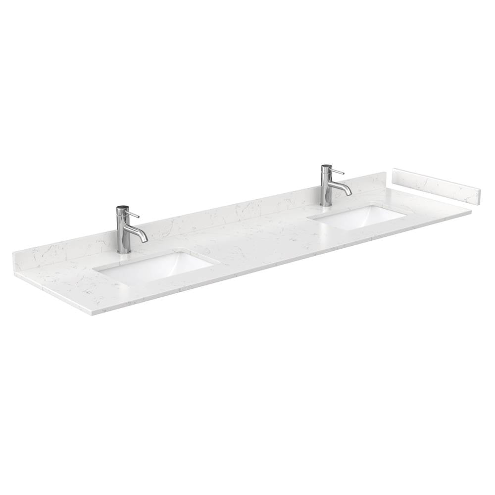 Daria 80 Inch Double Bathroom Vanity in Dark Blue, Carrara Cultured Marble Countertop, Undermount Square Sinks, No Mirror