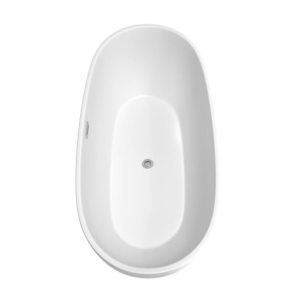 Juno 71 Inch Freestanding Bathtub in Matte White with Polished Chrome Drain and Overflow Trim