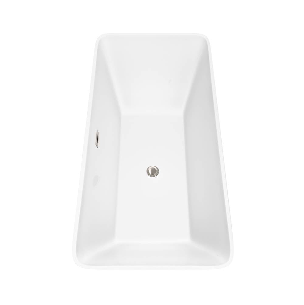 Tiffany 67 Inch Freestanding Bathtub in White with Polished Chrome Drain and Overflow Trim