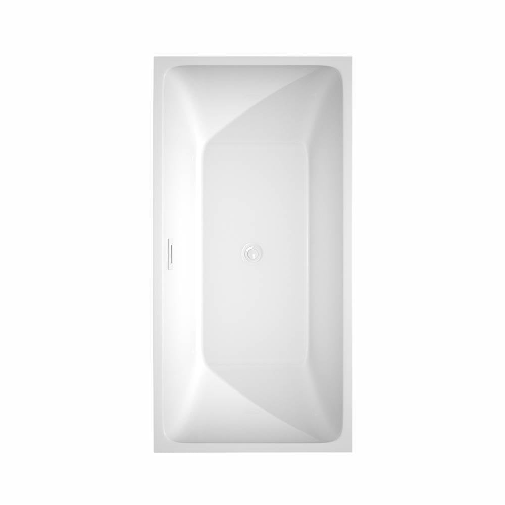 Rachel 59 Inch Freestanding Bathtub in White with Shiny White Drain and Overflow Trim