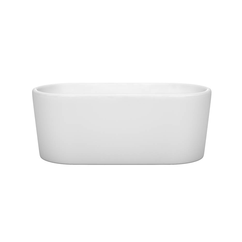Ursula 59 Inch Freestanding Bathtub in White with Matte Black Drain and Overflow Trim