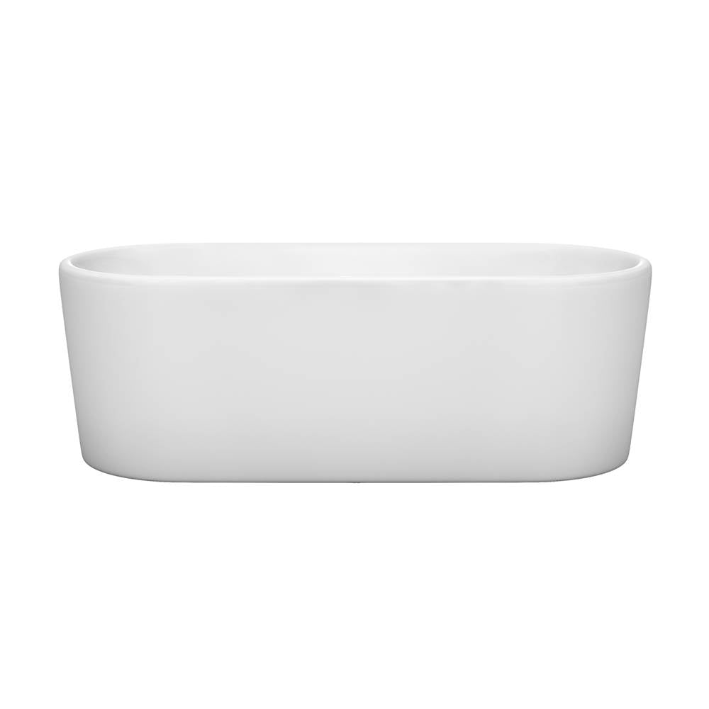 Ursula 67 Inch Freestanding Bathtub in White with Matte Black Drain and Overflow Trim