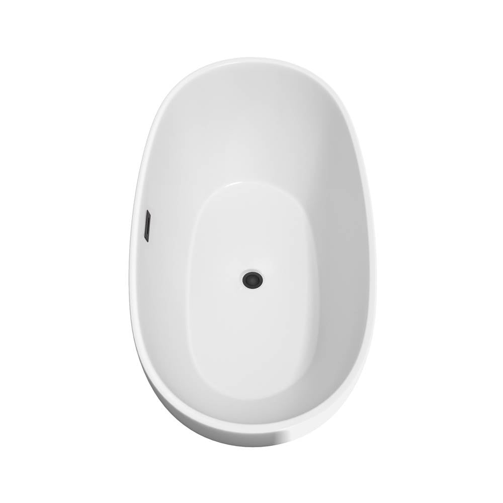 Juno 63 Inch Freestanding Bathtub in White with Matte Black Drain and Overflow Trim
