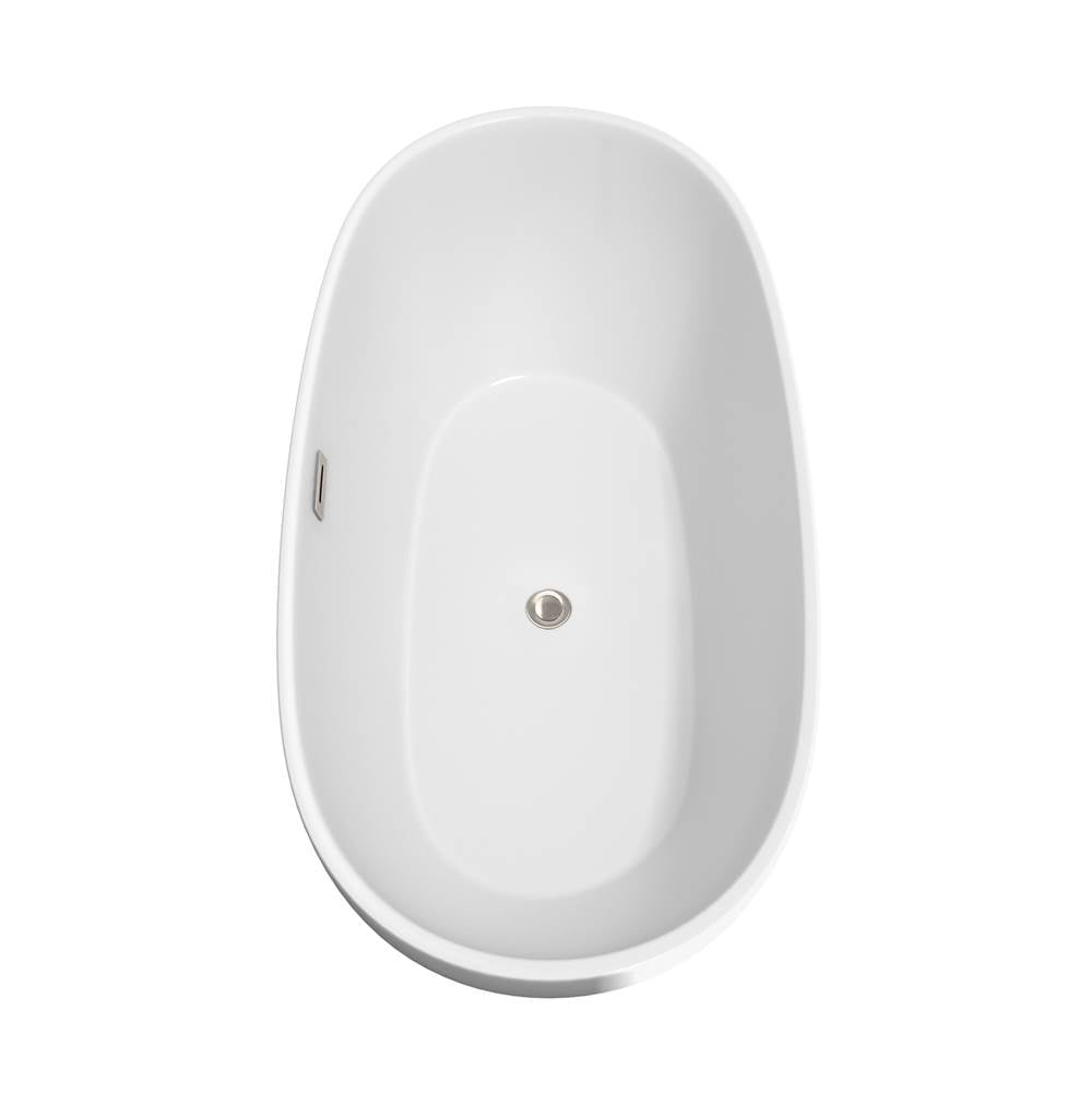 Juno 67 Inch Freestanding Bathtub in White with Polished Chrome Drain and Overflow Trim