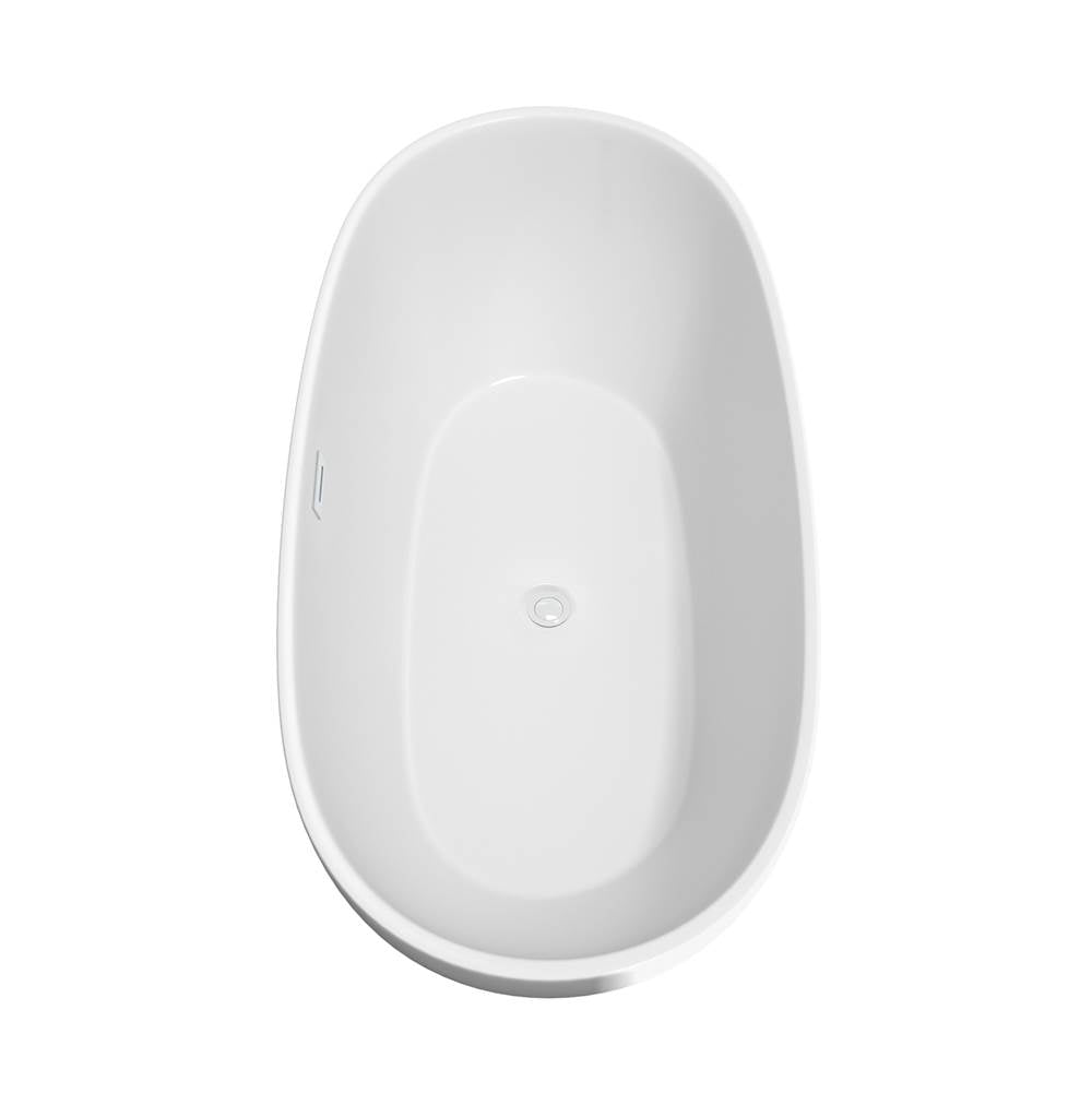 Juno 67 Inch Freestanding Bathtub in White with Shiny White Drain and Overflow Trim