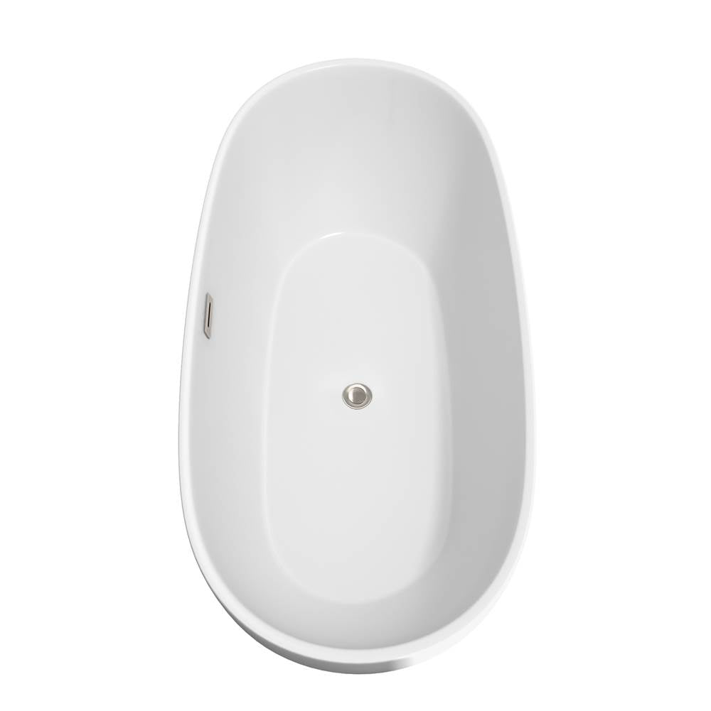 Juno 71 Inch Freestanding Bathtub in White with Polished Chrome Drain and Overflow Trim