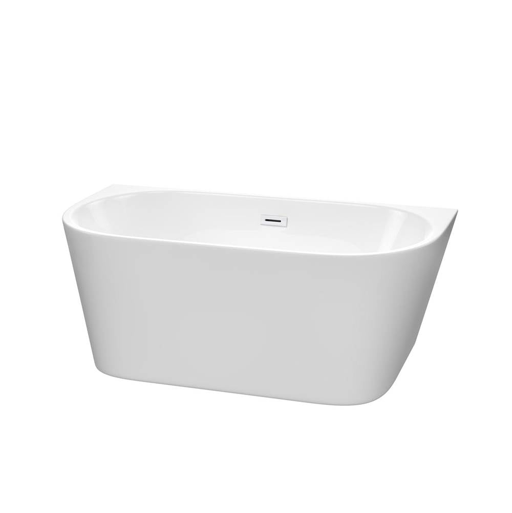 Wyndham Collection - Callie 59 Inch Freestanding Bathtub in White with Shiny White Drain and Overflow Trim