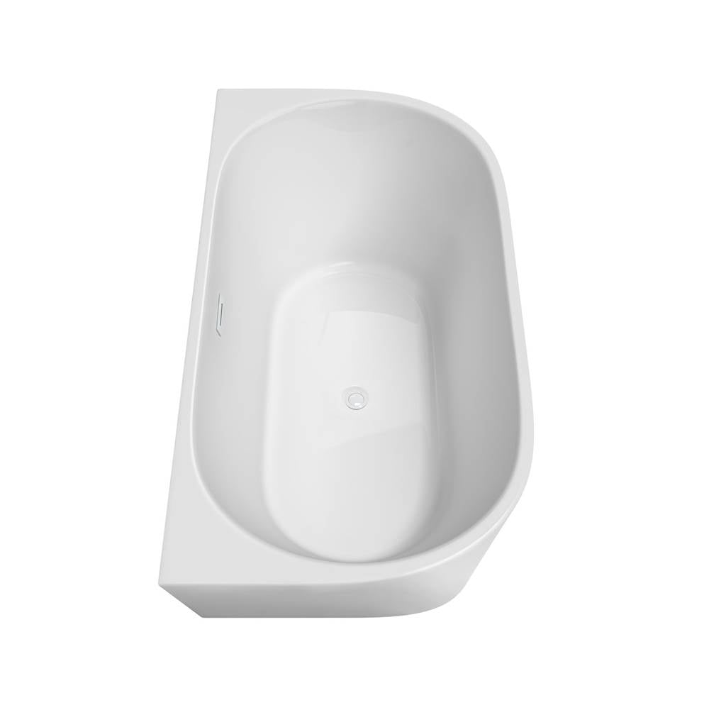 Callie 59 Inch Freestanding Bathtub in White with Shiny White Drain and Overflow Trim