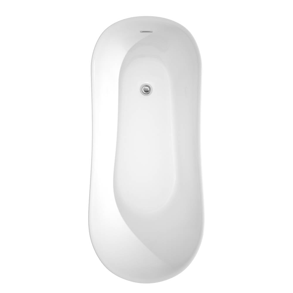 Janice 67 Inch Freestanding Bathtub in White with Polished Chrome Trim and Floor Mounted Faucet in Matte Black