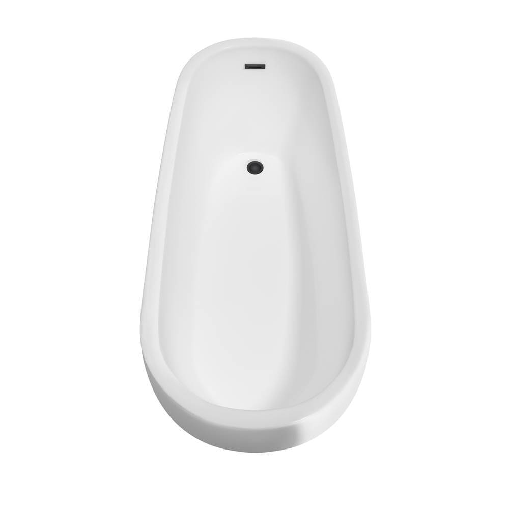 Margaret 66 Inch Freestanding Bathtub in White with Matte Black Drain and Overflow Trim