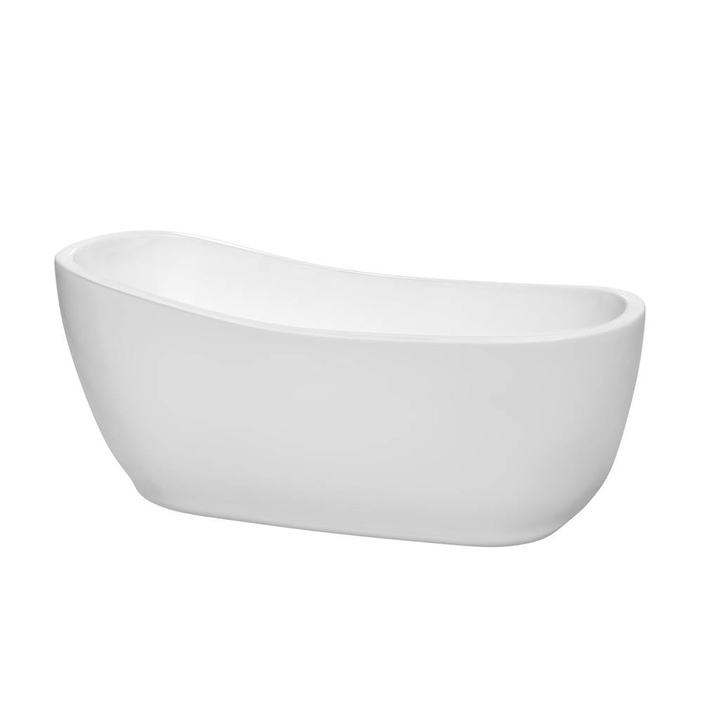 Wyndham Collection - Margaret 66 Inch Freestanding Bathtub in White with Shiny White Drain and Overflow Trim